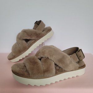 KOOLABURRA BY UGG Women’s Fuzz-EE Faux-Fur Slipper Sandals-Amphora color.Size 9M